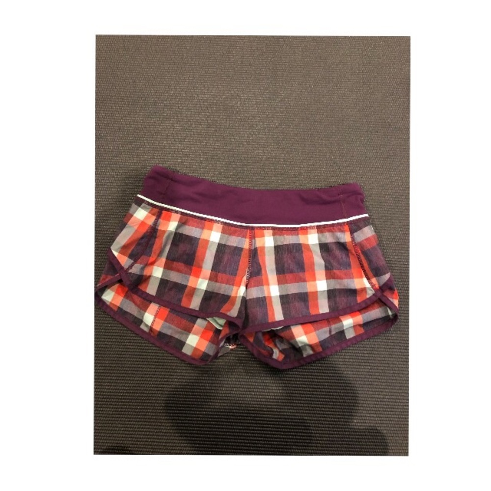 Lululemon plaid running shorts